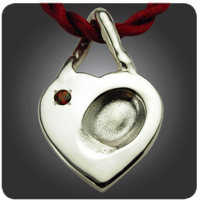 Sterling Silver Large Rope Loop Heart Pendant with Garnet