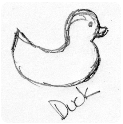 Drawing of custom fingerprint jewelry design of a duck