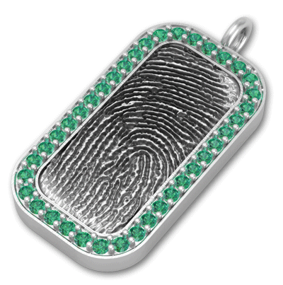 Small Fingerprint Tag with Gemstone Bezel