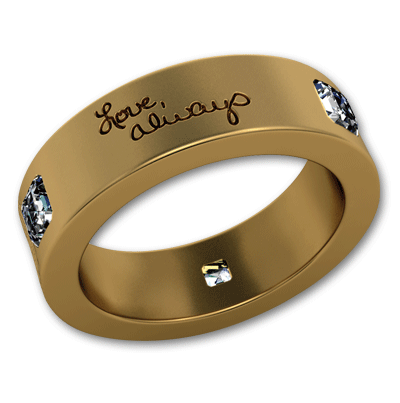 Two Fingerprints Wedding Band with Handwriting