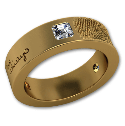 Fingerprint Wedding Band with Handwriting