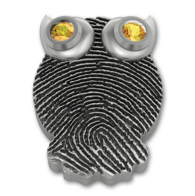 Fingerprint Owl with Gemstone Eyes