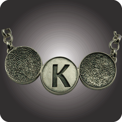Initial and Two Fingerprints Pendant
