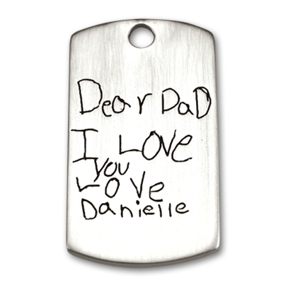 Military-Style Love Note Handwriting Dog Tag Vertical