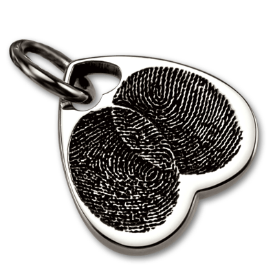 Medium Heart Two Fingerprints Charm