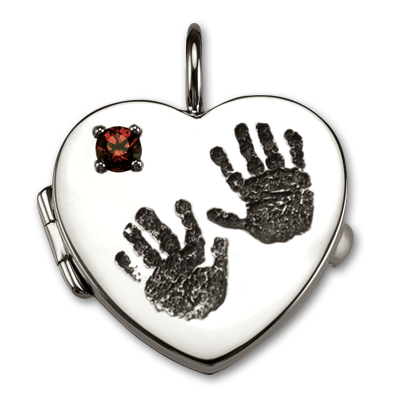 Large Heart Locket with Baby Prints