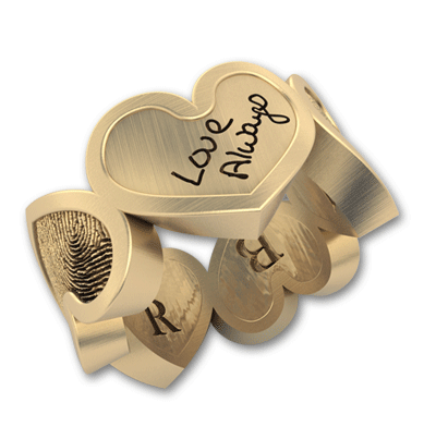 Multiple Hearts Fingerprint & Handwriting Ring