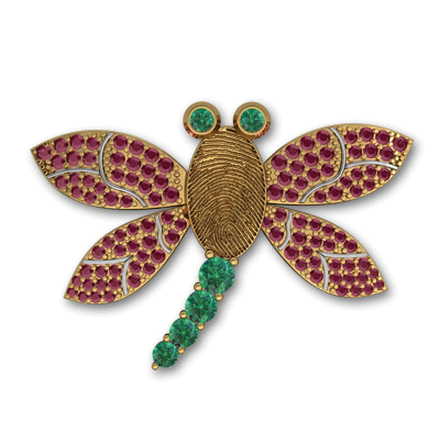 Fingerprint Dragonfly with Gemstones