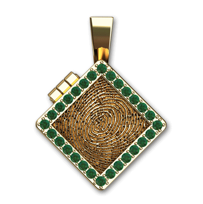 Medium Square Locket with Gemstone Bezel