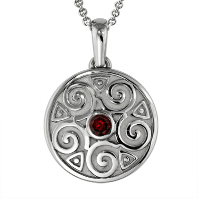 Garnet and Swirls Cremation Ash Pendant