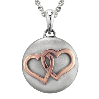 Rose Gold Entwined Hearts Cremation Ash Pendant