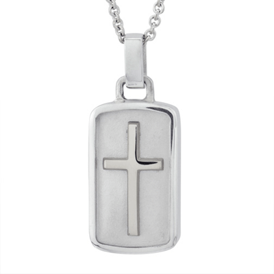 Petite Dog Tag with Cross Ash Pendant