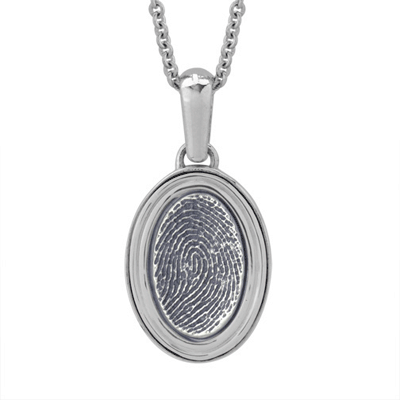 Oval Fingerprint Cremation Ash Pendant