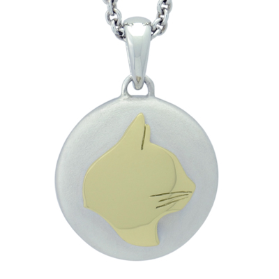 Yellow Gold Cat Silhouette Cremation Ash Pendant