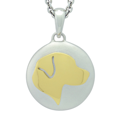 Yellow Gold Labrador Retriever Silhouette Cremation Ash Pendant