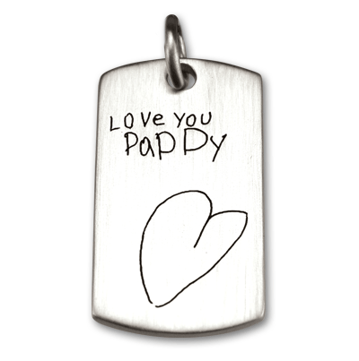 Military-Style Love Note Handwriting Dog Tag Vertical