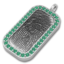 Gold Fingerprint Tag with Gemstone Bezel