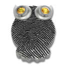 Fingerprint Owl Charm