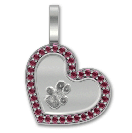 Large Paw Print Heart with Gemstone Bezel