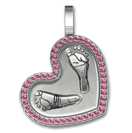 Large Baby Footprint Heart with Diamond Bezel
