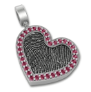 Large Heart Cremation Ash with Gemstone Bezel