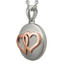 Rose Gold Entwined Hearts Cremation Ash Pendant