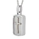 Petite Dog Tag with Cross Ash Pendant