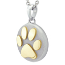 Yellow Gold Pawprint Petite Cremation Ash Pendant