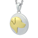 Yellow Gold Labrador Retriever Silhouette Cremation Ash Pendant