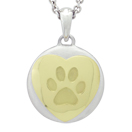 Yellow Gold Heart and Paw Petite Cremation Ash Pendant