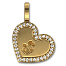 Large Paw Print Heart with Gemstone Bezel