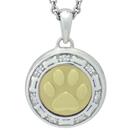 Yellow Gold Paw and Bones with Diamonds Cremation Ash Pendant