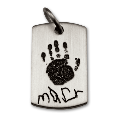 Dog Tag with Handprint and Handwritten Name