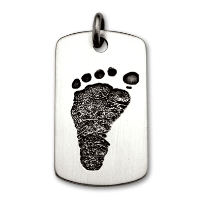 Sterling Silver Dog Tag with Baby Footprint