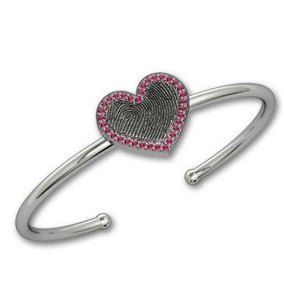 Heart Cuff with Gemstone Bezel