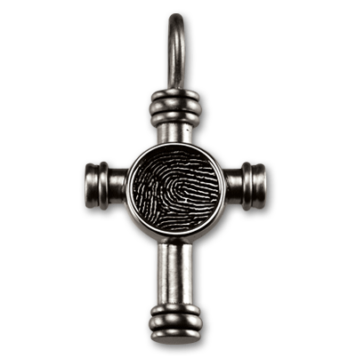 Tube Cross Fingerprint Pendant