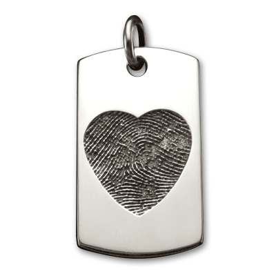 Dog Tag with Heart Fingerprint