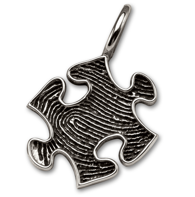 Sterling Silver Fingerprint Puzzle Piece for Autism Awareness