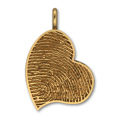 14k Yellow Gold Medium Fancy Heart Fingerprint Charm