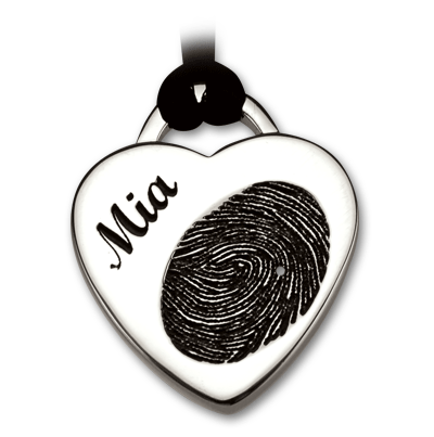 Sterling Silver Large Flat Loop Heart with Fingerprint