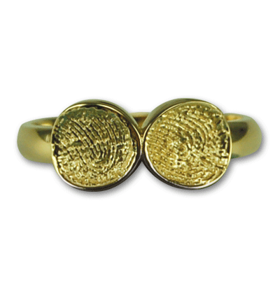 14k Yellow Gold Two Fingerprints Ring