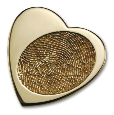 Large 14k Gold Fingerprint Heart Slider