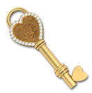 Imprint On My Heart 14k Yellow Gold Key Charm with Fingerprint Impression and Diamond Bezel